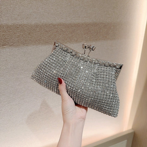 New high-end rhinestone banquet handbag with cheongsam evening dress bag clutch bag chain diamond bag socialite