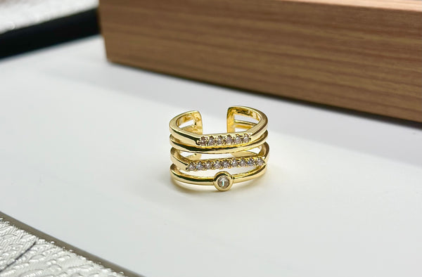 Korean fashion rings are light luxury and niche. Exquisite openings are adjustable. Multi-layered design, high-end index finger ring jewelry.