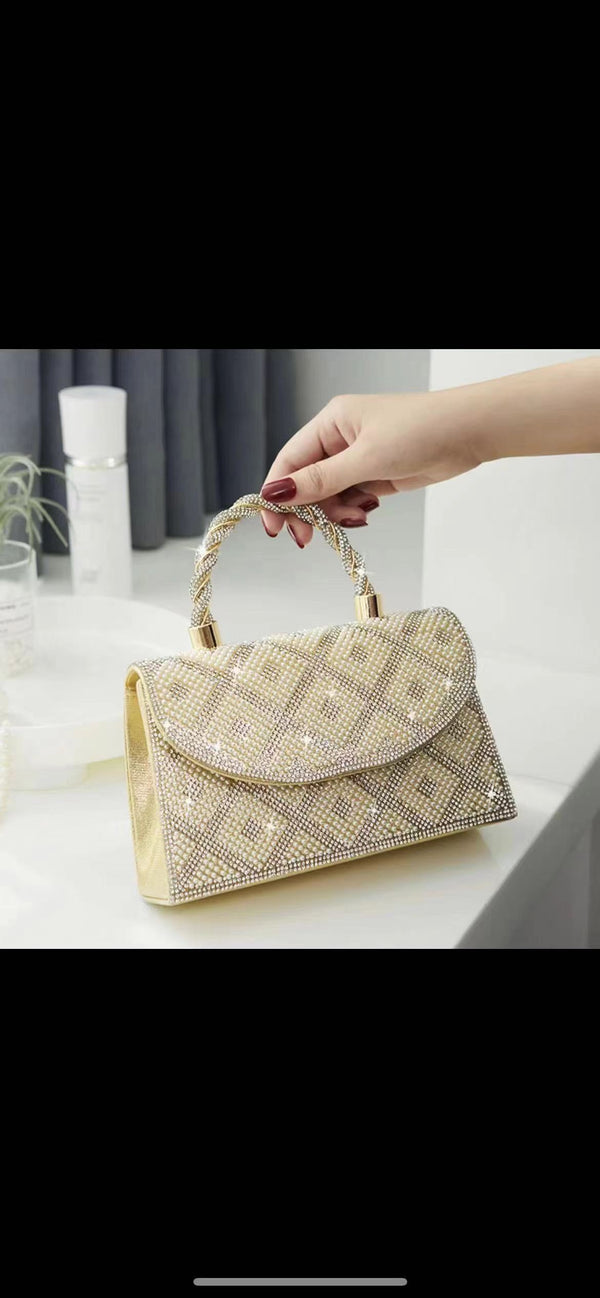 Retro elegant dinner bag pearl string flower clutch bag cover bag new celebrity wedding banquet bag dress bag