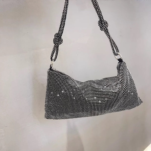 New Product Rhinestone Shoulder Bag Dinner Banquet Portable Armpit Rhinestone Bag Celebrity Internet Celebrity Same Style Rhinestone Women’s Handbag