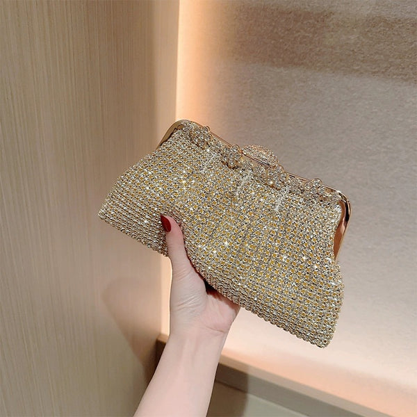 New high-end rhinestone banquet handbag with cheongsam evening dress bag clutch bag chain diamond bag socialite