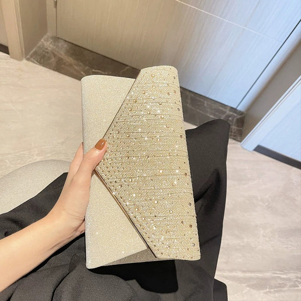 New European and American fashion diamond-encrusted dance princess one-shoulder cross-body bag simple glitter dinner banquet bag