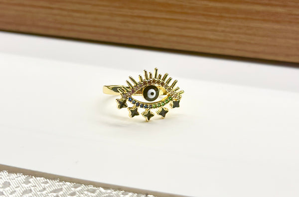 Women's new hip-hop jewelry dripping oil devil's eye ring retro personalized ring versatile tail ring